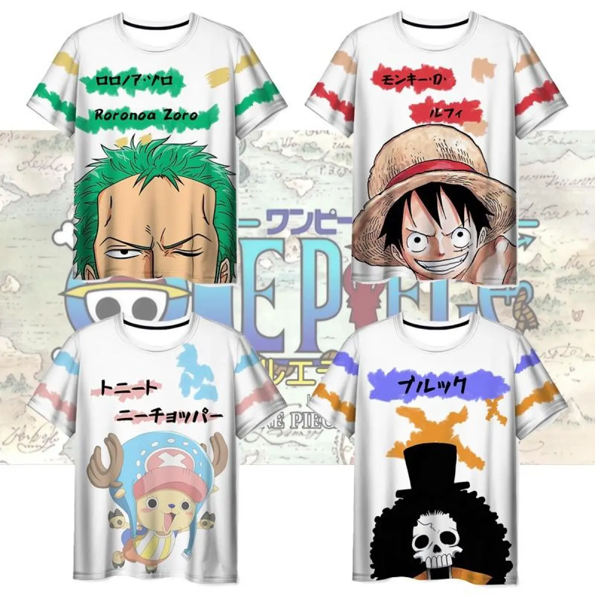 Summer casual fashion 3D T-shirt casual men's Luffy short-sleeved 3D printing one-piece animation Menswear Top