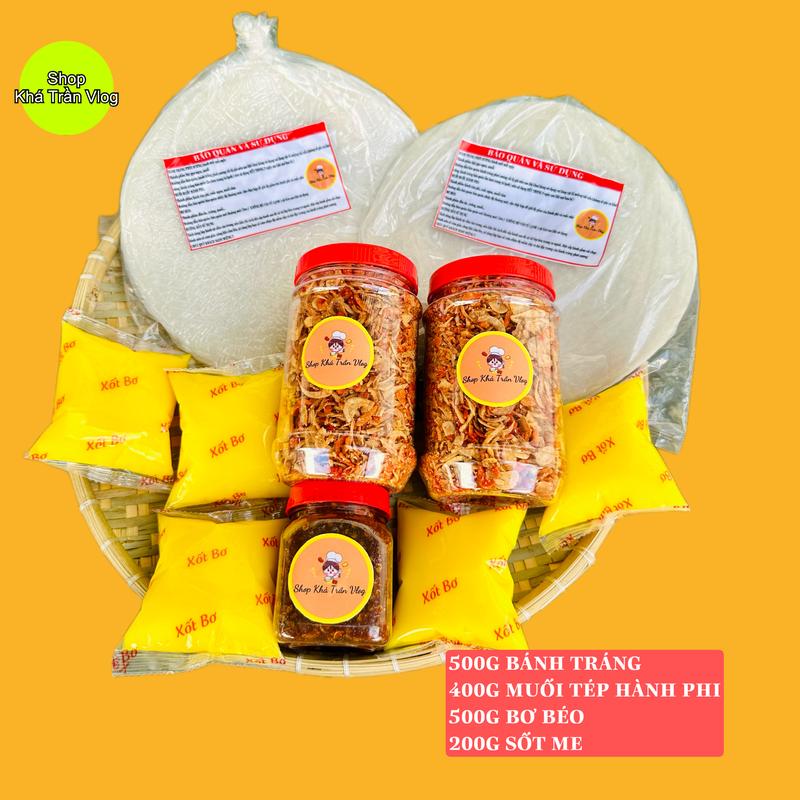    Combo 500gr Bơ Béo   Bánh Tráng Phơi Sương 500gr Muối Ruốc Hành Phi 400gr và 200gr Sốt Me 