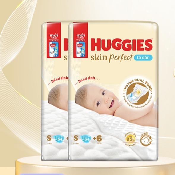 Cambo 2 gói s54+6 tã dán huggies tổng 120 miếng dành bé 4-8 kg tả con sơ sinh cho chéo Cho Bé
