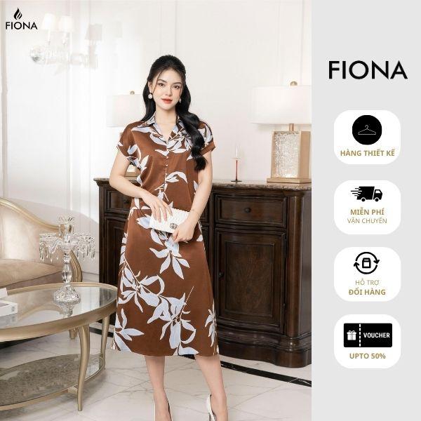 FIONA SET bộ nữ Áo sơ mi dáng suông cổ đức tay liền nẹp cài khuyết dây + Chân váy dáng xòe classic SETF513133