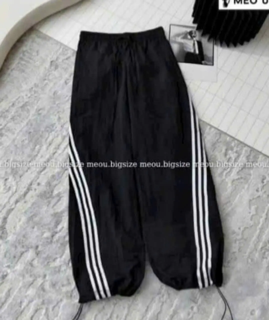 Quần gió chạy viền sọc bo chân Nữ Women Pants Sport quần  suông ống rộng