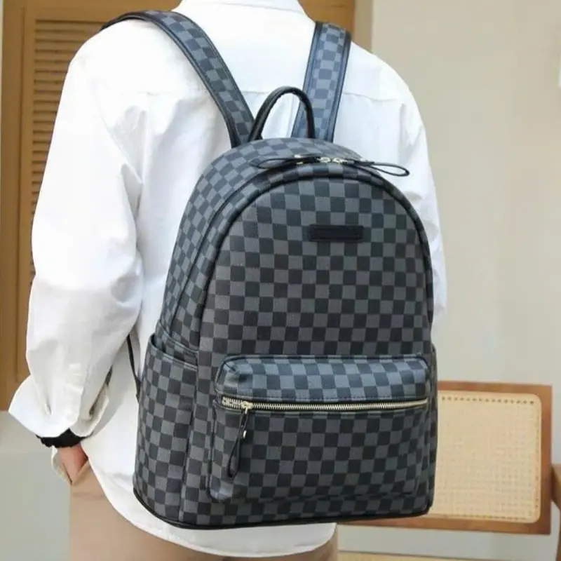Balo Thời Trang Ô Xanh-Nâu vừa A4 - Đeo Vai - Backpack 5