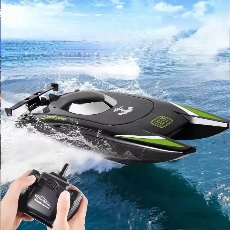 2.4G Radio Rc Boat 30Km/h Racing Boat High Speed Speedboat 20Mins Battery 2 Ch Dual Motor Waterproof Remote Control Ship Toy Boy