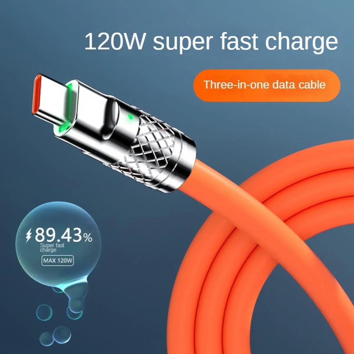 Kabel Data Micro USB / Type C Charger KB08 / Kabel Data Silikon 120W Fast Charging 6A / Kabel Data Silicon Super Cepat
