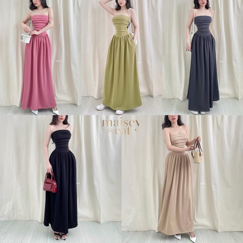 [MAISEY ẢNH THẬT] 1470 - ĐẦM MAXI CÚP NGỰC DRAPPING TỈ MỈ CÓ HAI TÚI SƯỜN TIỆN LỢI Nữ Women Nữ Women Dress Thun 0