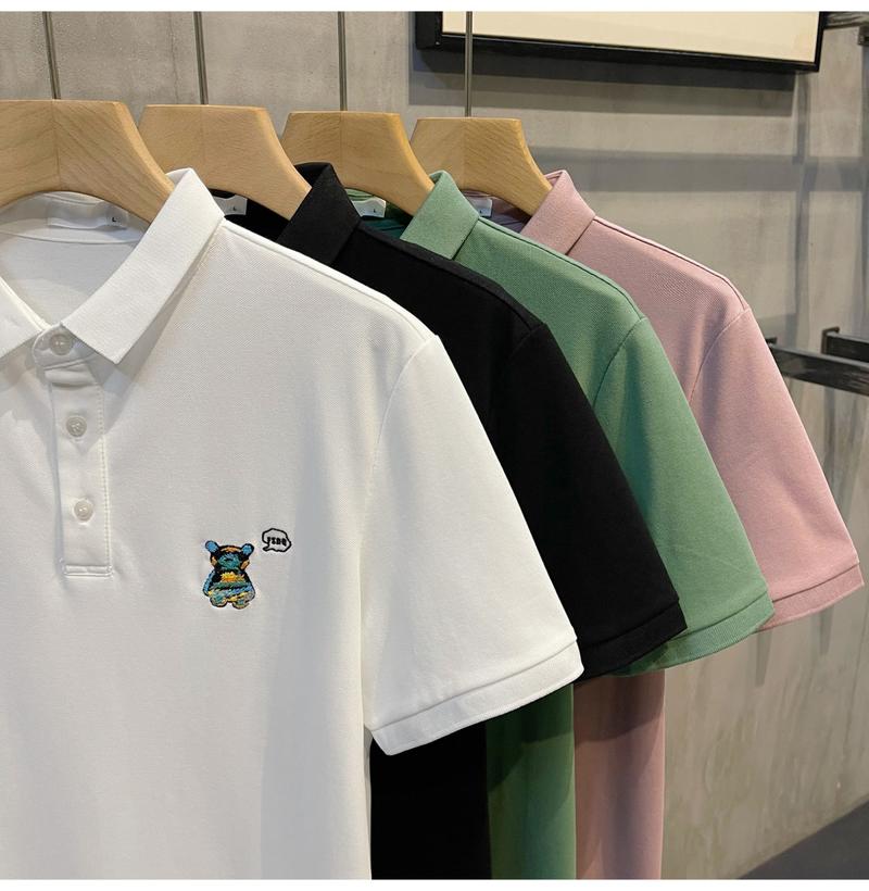 Product Introduction of New Bear Embroidery Polo Shirt Simple Fashion Men's Top 15