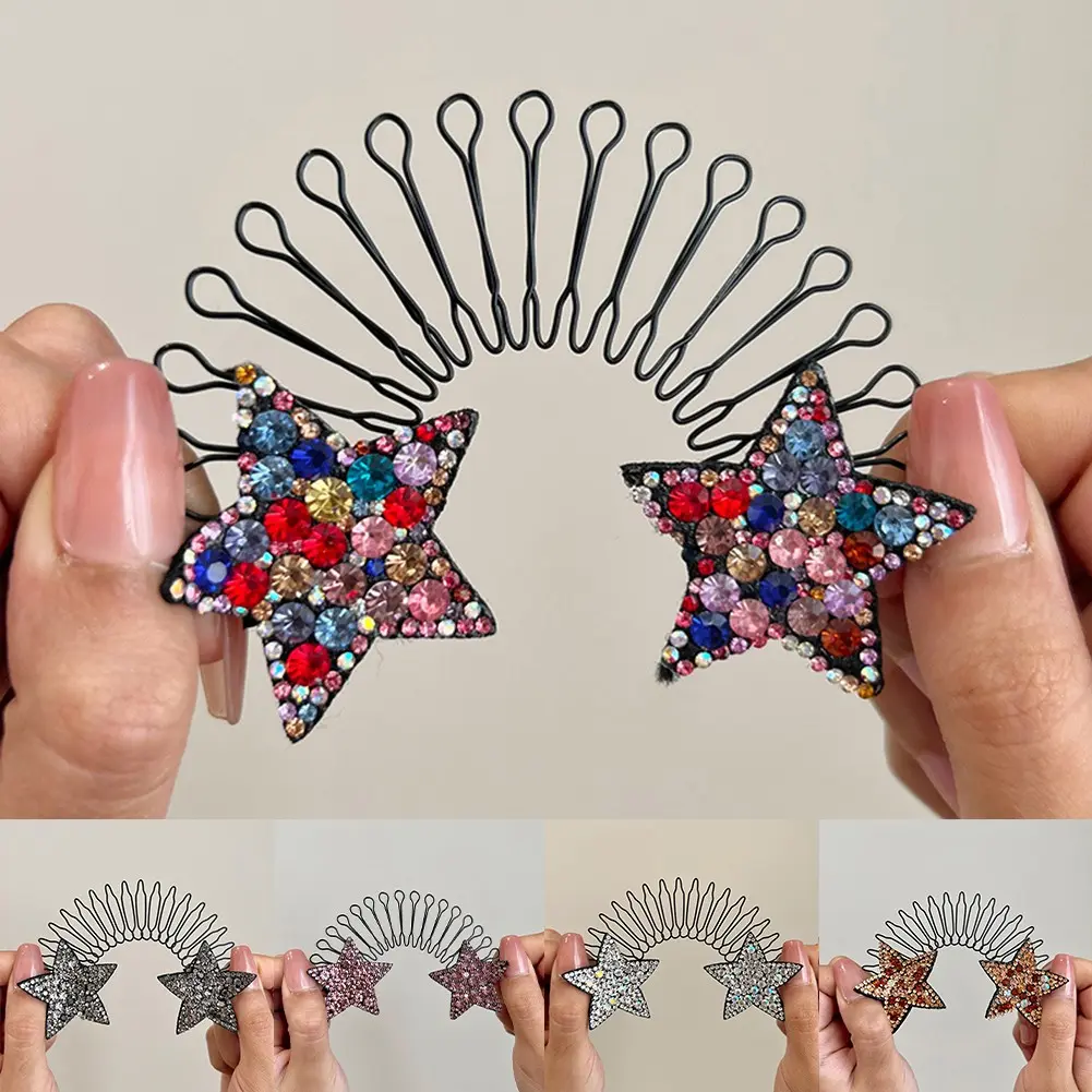 Rhinestone Star Broken Comb Clip Invisible hairpin Sorting out broken