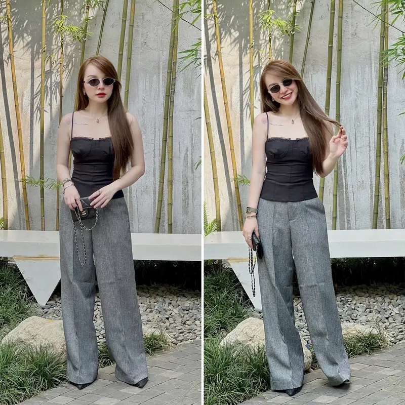 HÌN Quần dài ống suông hack dáng, tự thiết kế dài 95cm Leyla Pants Nữ Nhung Women 3