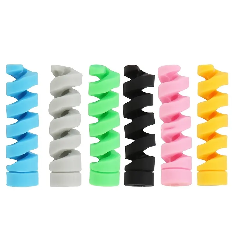 6 Charging Cable Protectors - Unbreakable Silicone Spiral Covers, Offering Maximum Protection!