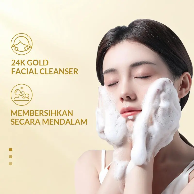 【24K Series】【BPOM】Bioaqua 24K Gold Skin Care Facial Cleanser 200ml / Toner 300ml / Serum 50ml / Cream 50g / Lip Mask 60g 1