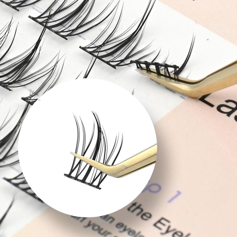 Mixed Length & Style Fluffy Cluster False Eyelashes, 1 Set Natural Curl Wispy Cat Eye Style Faux Cluster Lashes Strip Lashes 5