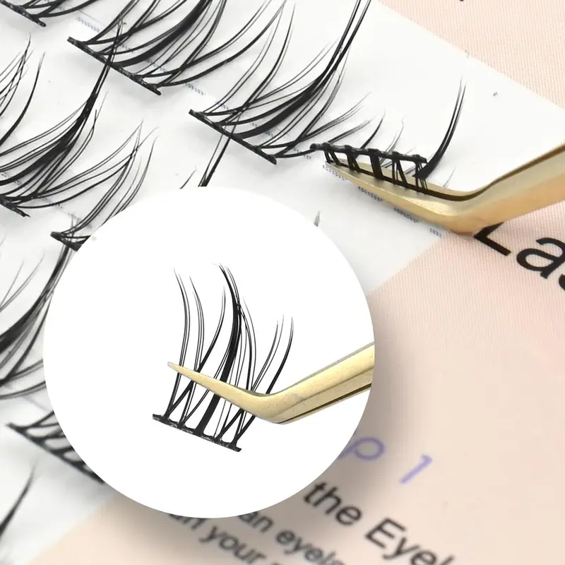 Mixed Length & Style Fluffy Cluster False Eyelashes, 1 Set Natural Curl Wispy Cat Eye Style Faux Cluster Lashes Strip Lashes 4