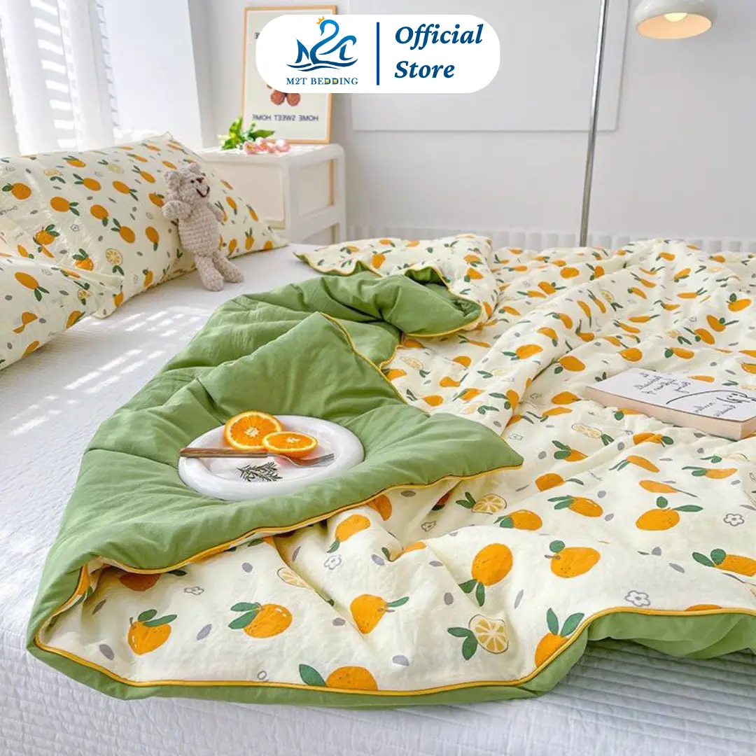 Chăn Hè Đũi M2T Bedding Chất Vải Mỏng Thoáng, Chăn Văn Phòng Dùng 4 Mùa Kích Thước 2Mx2M3