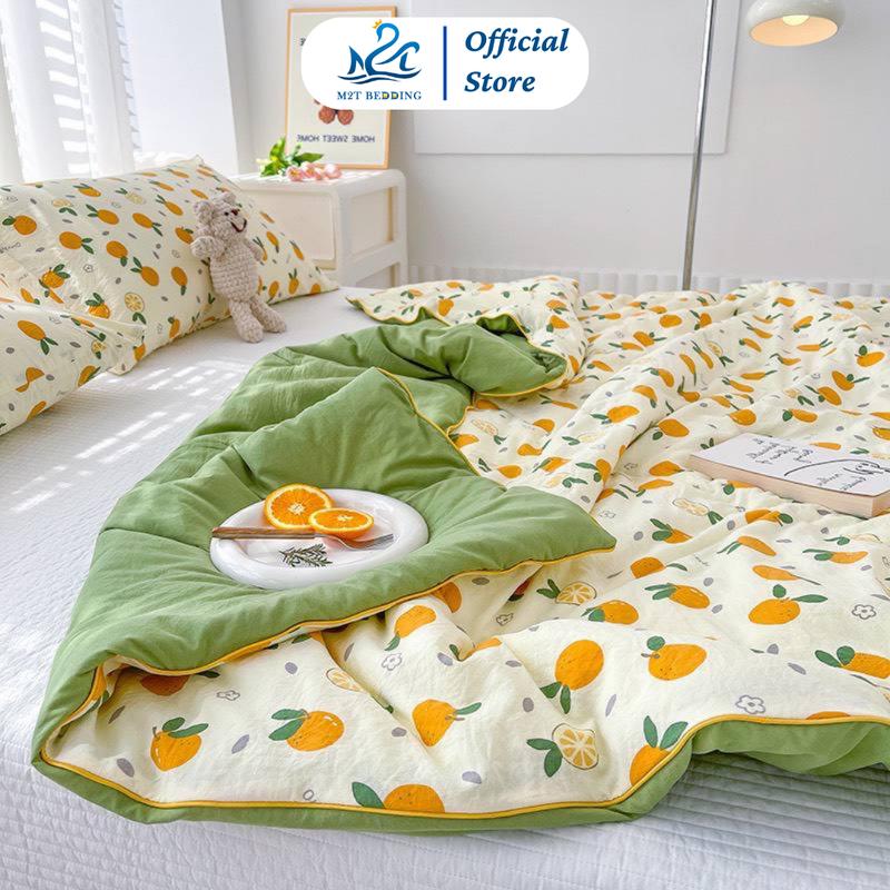 Chăn hè Cotton Đũi xơ Đậu Nành M2T BEDDING chất vải mỏng thoáng, chăn văn phòng dùng 4 mùa kích thước 2mx2m3