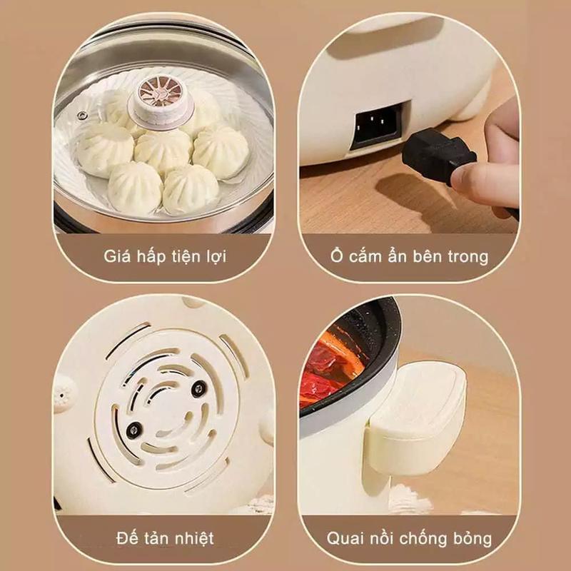 Product Introduction of [HÀNG XẢ]Nồi Lẩu Điện Mandeli 2 Tầng 28cm Kèm Giá Hấp Tiện Lợi, Nồi Lẩu Điện Đa Năng Công Suất 1000W Tráng Men Chống Dính Cao Cấp ,Có Bảo Hành 35
