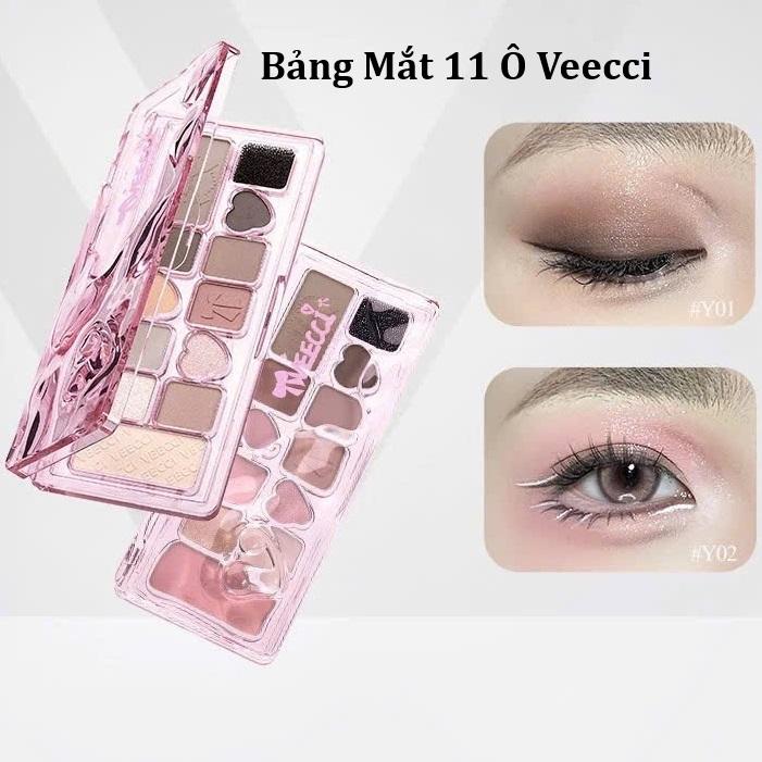 VEECCI Bảng Phấn Mắt 11 Ô Ánh Ngọc Trai Lì Đa Chức Năng Phát Triển Màu Sắc Lâu Dài Dễ Bị Nhòe