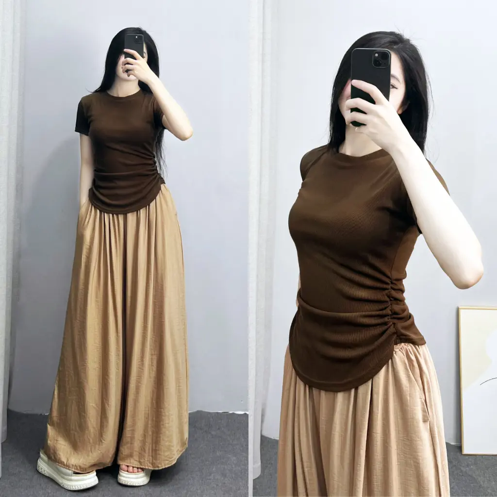 Áo Thun Nữ Ngắn Tay Chất Tăm Kiểu Dáng Nhún Eo Vạt Tròn, Áo Phông Nữ Ngắn Tay Cổ Tròn BigSize 271T | BigBuy360 - bigbuy360.vn Áo Thun Nữ Ngắn Tay Chất Tăm Kiểu Dáng Nhún Eo Vạt Tròn, Áo Phông Nữ Ngắn Tay Cổ Tròn BigSize 271T | BigBuy360 - bigbuy360.vn
