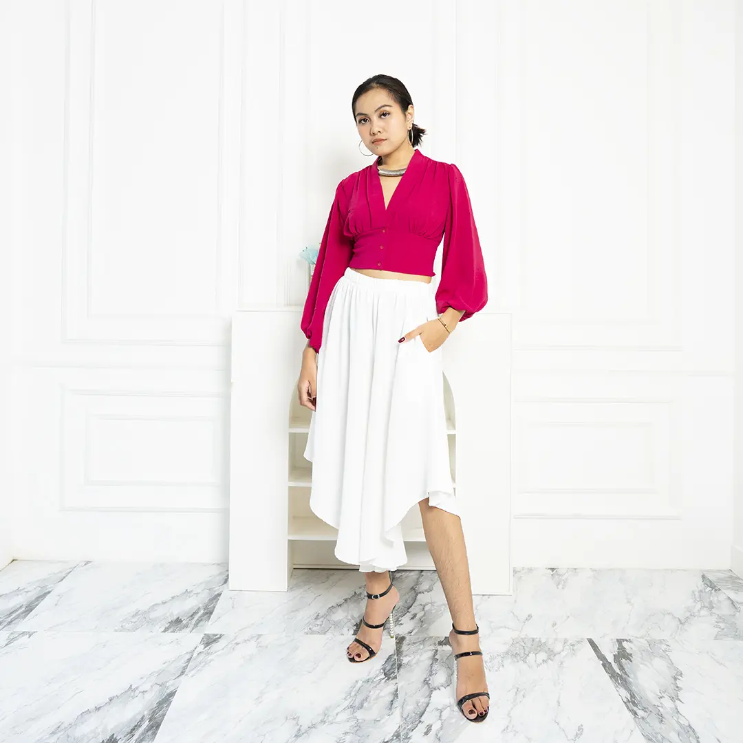 SIMPLYROOMS Lily Crop Top baju crinkle Panjang Wanita Atasan Airflow