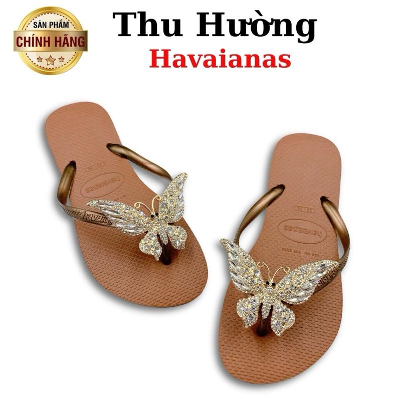 Tổng Hợp Dép Havaianas Nữ Slim Gắn Kèm Charm Bướm Chúa - Từ Brazil - Cao su non tự nhiên, chống trơn trượt - Thu Hường Havai