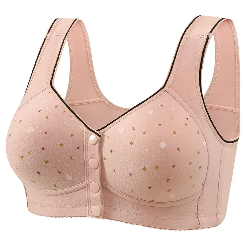 Đồ Lót Cho Phụ Nữ Trung Niên Và Cao Tuổi, Hàng Mới Về, Cỡ Lớn (36-50), Áo Ngực Cotton, Áo Ngực Vest In Họa Tiết Ngực Trước, Không Có Vòng Thép Nhung Voi Voan 4