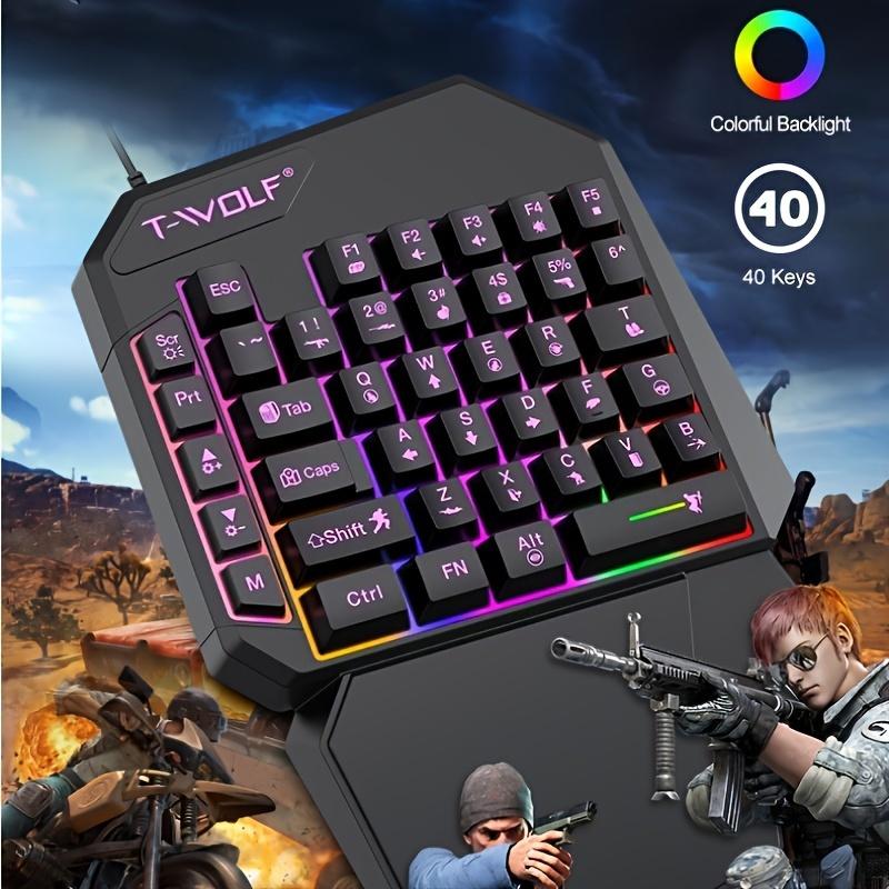 T-WOLF RGB Backlit 35-key Portable Mini Gaming Keyboard, ergonomically ...