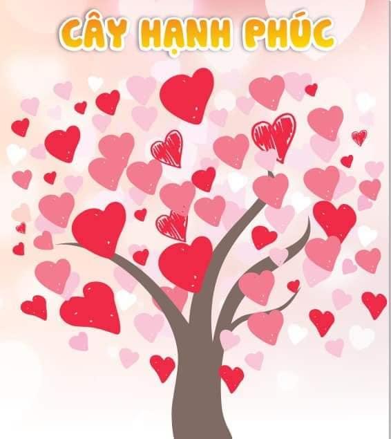 Cây hạnh phúc in bạt lụa khổ to kèm 50 tim. Thay lời em muốn nói. Trang trí lớp học