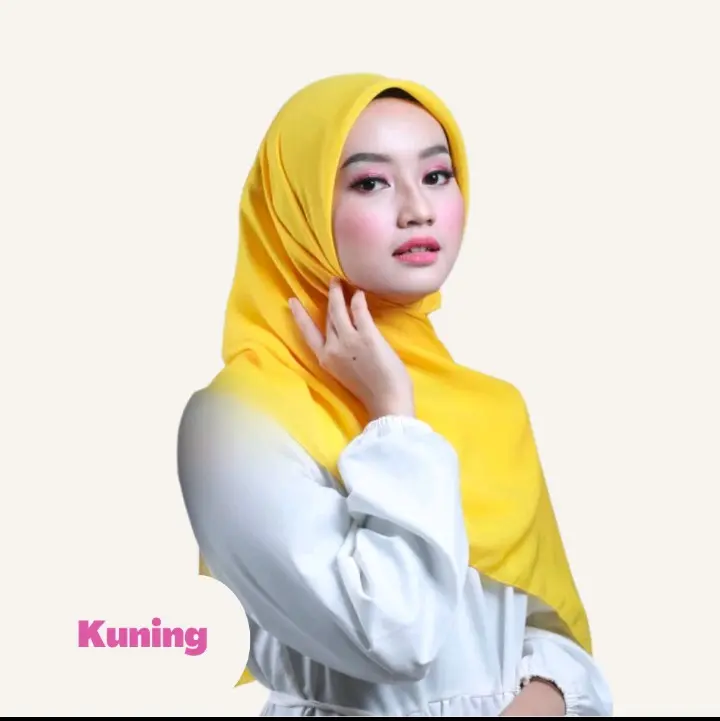 Hijab Plain Square Kuning Cerah /Krudung segi empat Kuning Golkar