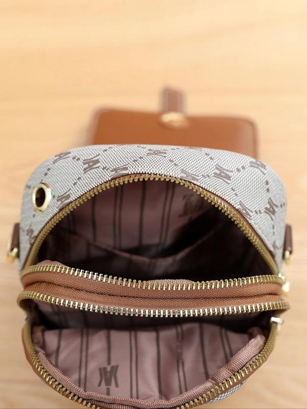Women's Cute Geometric Pattern Phone Wallet Bag,  Trendy Vintage Crossbody Bag with Rabbit Charm, Chic All-match Crossbody Bag for Daily Use 4