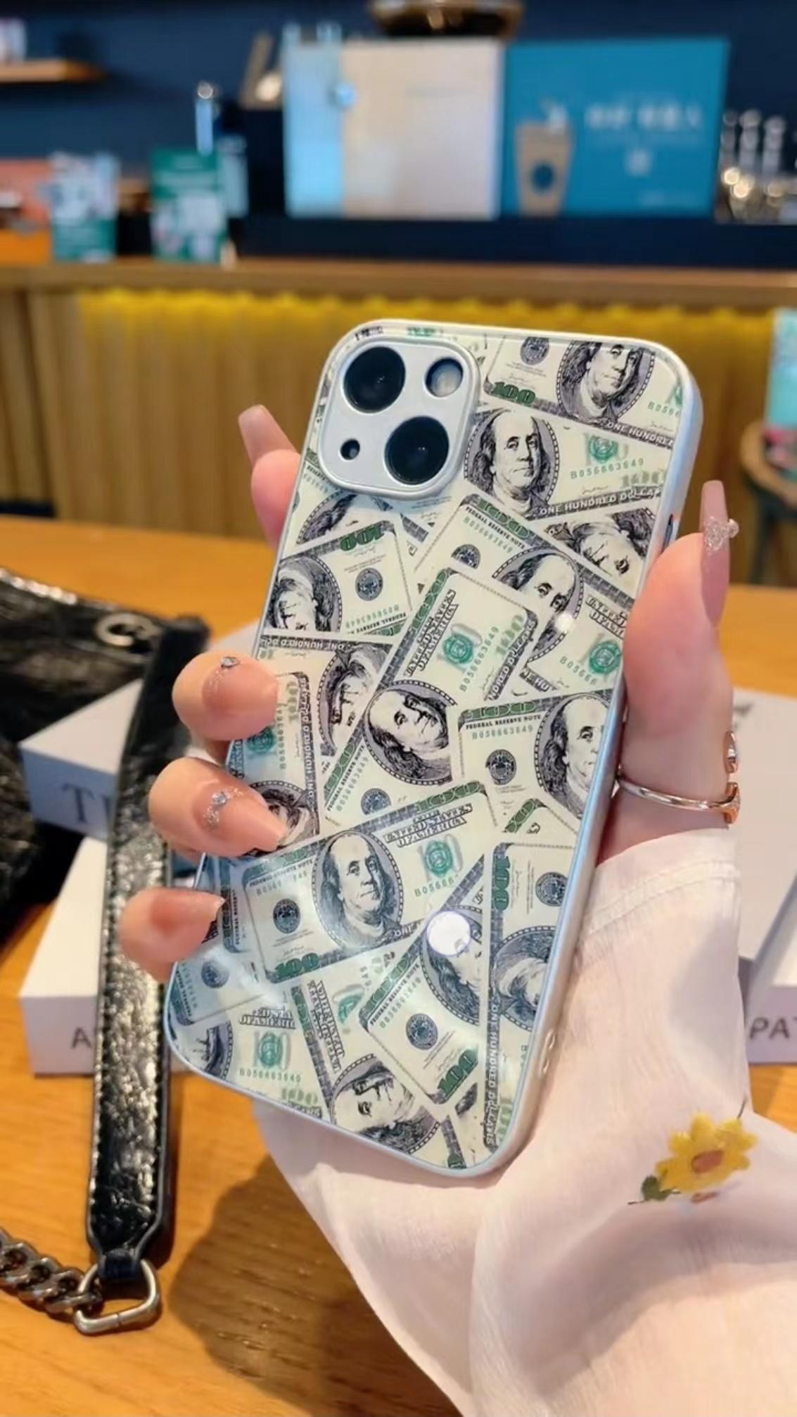 Phone Case for IP 15 Pro max,IP 15plus, 14, 13, 12, 11Fashionable, non-yellowing, drop-proof, metal-painted glass, silver casing  for i̇phone xr aesthetic  mewah elegan cewek Cover Hardcase