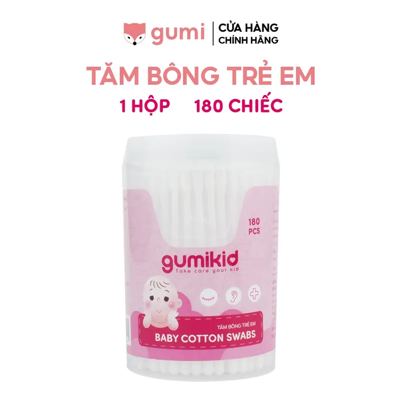 Tăm bông cho bé sơ sinh trẻ em bông tự nhiên Gumi 180 PCS 0