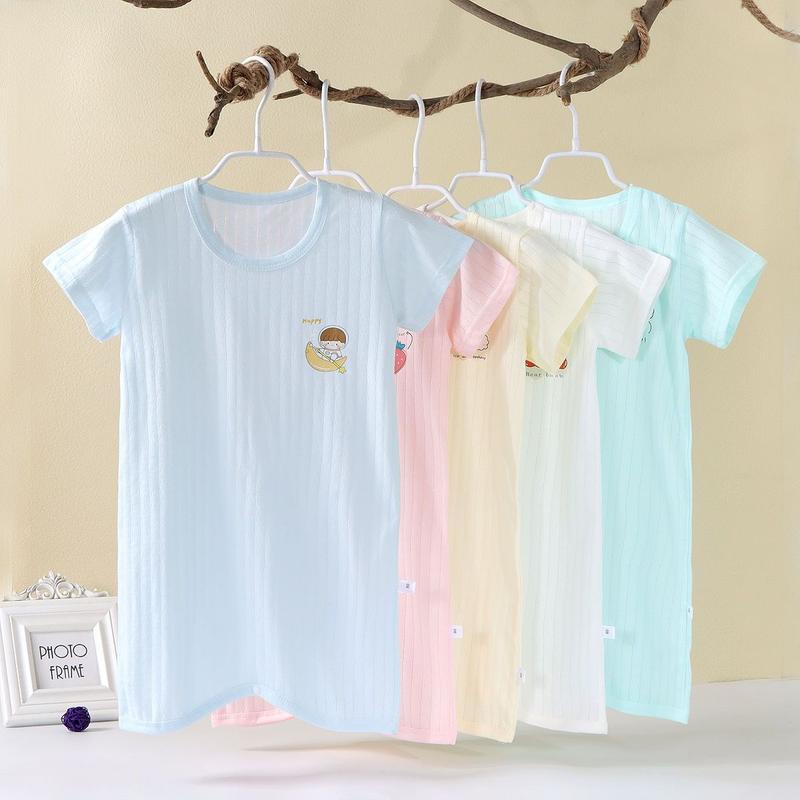 Bộ Đồ Ngủ Một Mảnh Cho Trẻ Em, Mỏng Mùa Hè, ngắn Tay, Thích Hợp Cho Bé, Bộ Đồ Điều Hòa Không Khí Chống Lạnh, Cho Bé Trai Và Bé Gái, Váy Ngủ, Chống đá, Đồ Mặc Nhà 0