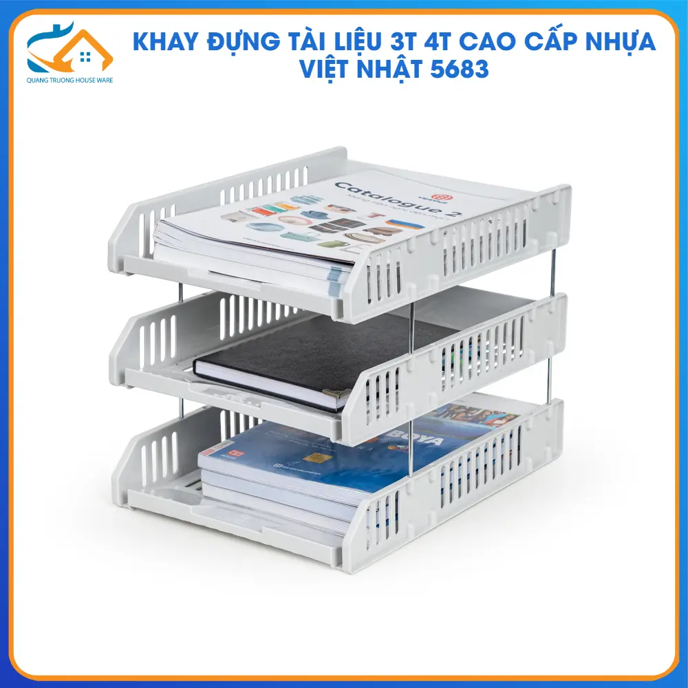 Khay Để Tài Liệu 3-4 Tầng Nhựa Việt Nhật Cao Cấp, Đựng Tài Liệu A4 Văn Phòng Nhiều Ngăn Tiện Dụng