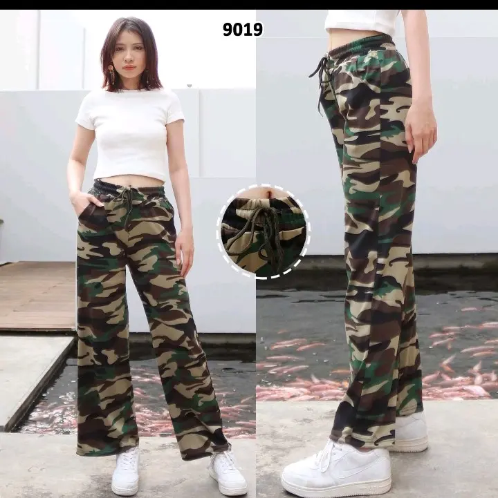 celana senam motif army/celana kulot army import/celana kulot Uniseks 3xl toska