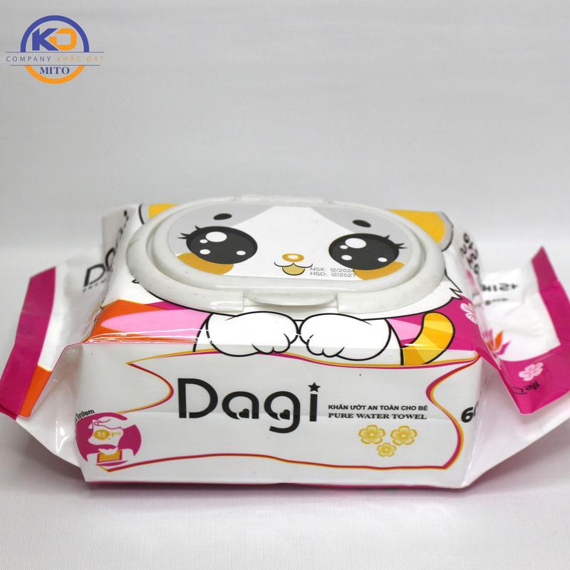 [Combo 10 Bịch] Khăn Ướt Dagi 600gr Không Mùi, Khăn Ướt Giá Rẻ Dạng Khổ Lớn Chất Liệu Vải Chấm Bi An Toàn Cho Bé 1
