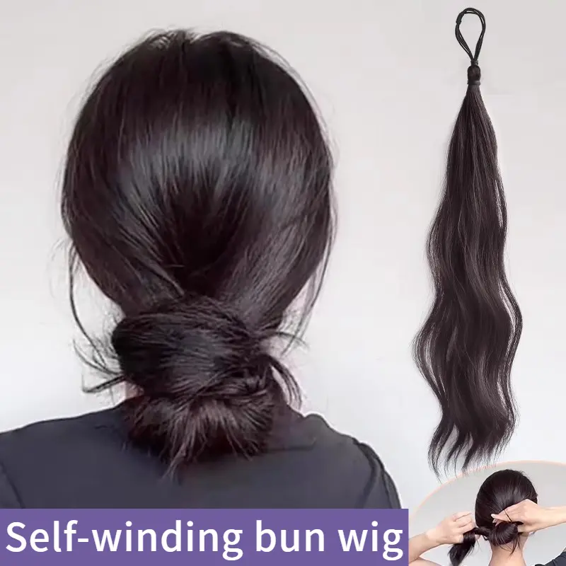 self-winding bun wig hair extensions natural fluffy wig band daily wear versatile fuller hairstyle
