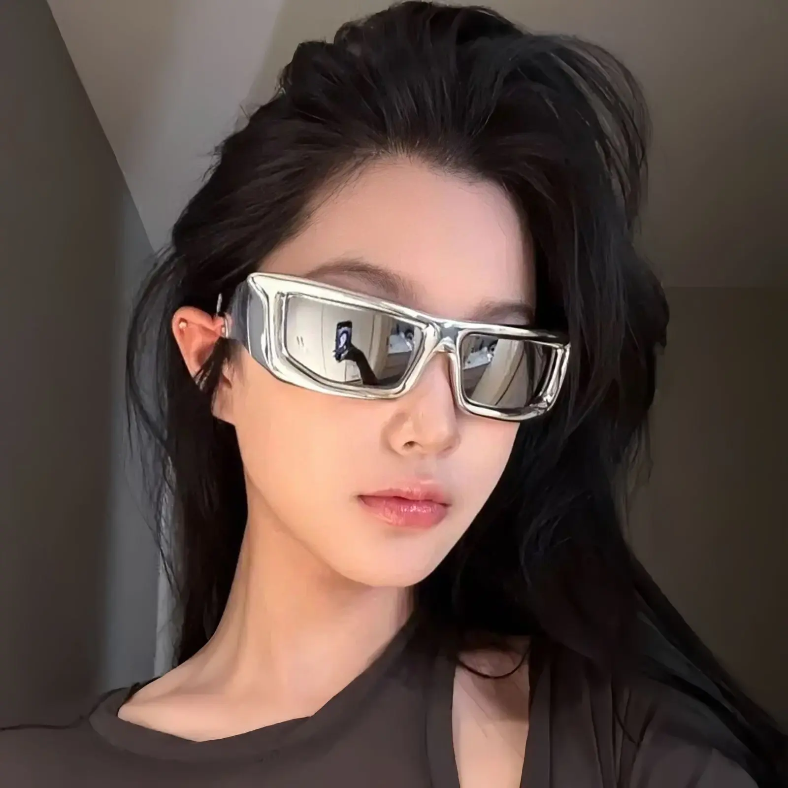Kacamata Hitam Oversized Cyber Look Anti UV Kacamata Fashion Pria Wanita