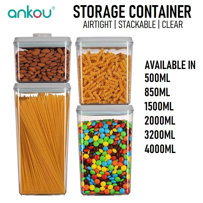 Ankou Storage Container Square Airtight Stackable Food Container Kitchen Organizer Holder Snack