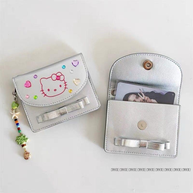 Ví Kitty, Phong Cách Hàn Quốc, Ngắn, Màu Bạc, Dễ Thương, Thích Hợp Cho Học Sinh, Thiết Kế Hoạt Hình Đơn Giản Và Tươi Mới, Ngăn Đựng Thẻ, Năm 2024 6