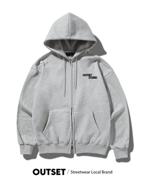 Áo Hoodie Zip Form Boxy Local Brand Outset Studio, chất vải nỉ lông cáo 420GSM Trơn Màu Xám Tiêu   Menswear 0