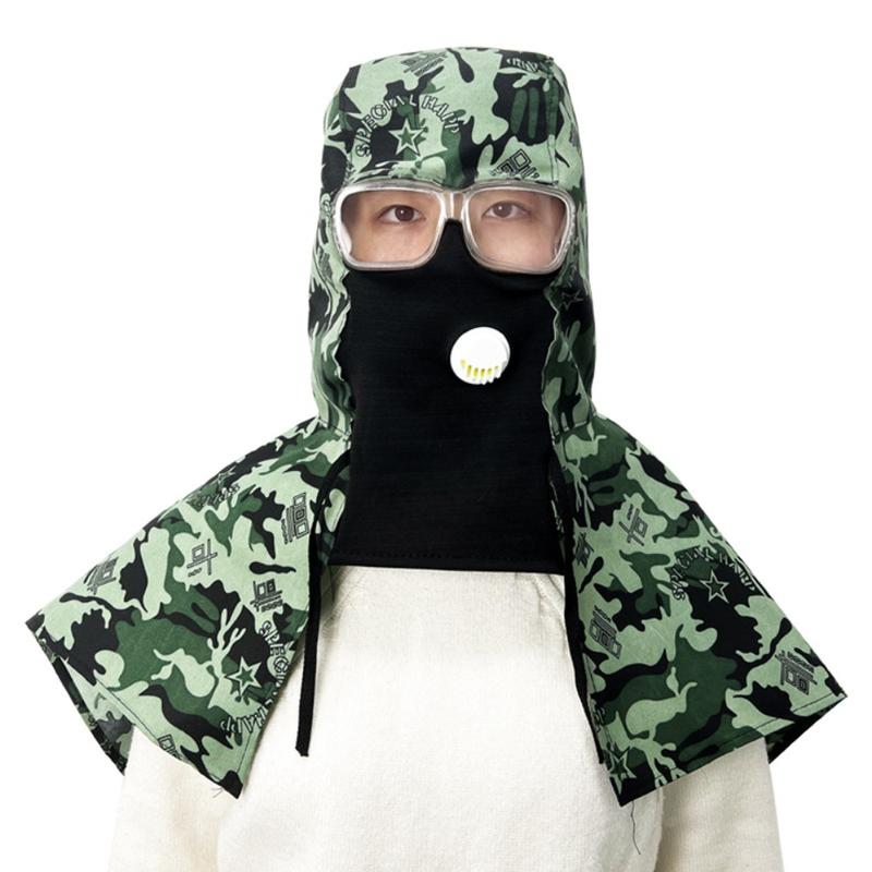 Mũ trùm đầu hàn bảo vệ toàn thân, mới và có thể giặt được, chống nắng, dành cho nam và nữ, chống bụi, che đầu hàn Ngụy trang, với ống kính hàn