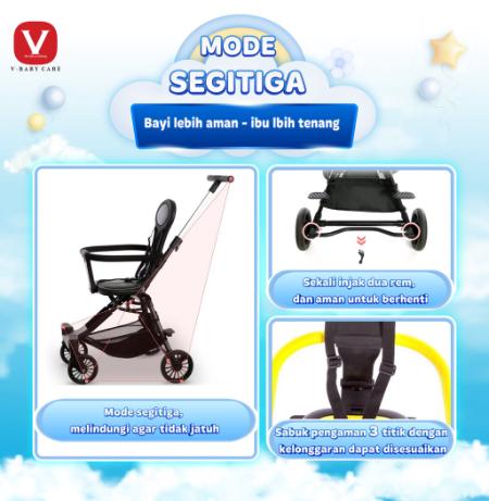 V-BABYCARE Stroller Baby Kereta Dorong Balita Lipat Magic Stroller Baby 2 Way Travel / VBABY-Q2 6