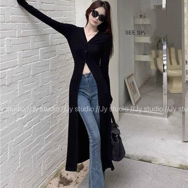 Áo Cardigan Dệt Kim Phong Cách Ngầu Go-Getter Phong Cách Cô Gái Áo Cardigan Dài Lụa Lạnh Xu Hướng Dễ Phối Đồ Cho Nữ Ngầu Ngọt Ngào Tuyệt Đẹp Áo Mỏng Thời Trang 4