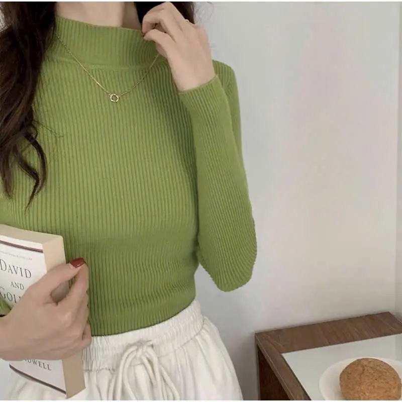Giữ Nhiệt Mùa Đông- Áo Len Dài Tay Cổ 3cm Mềm Mịn Dễ Mix Đồ Nữ Women Top Voi 5