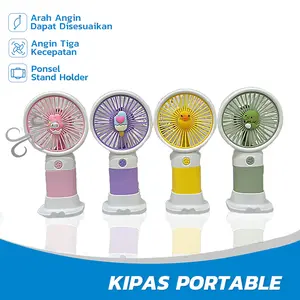 KIPAS ANGIN MINI FAN Portable 2 in 1 Genggam Dengan Holder HP USB Cas Bisa Bayar Ditempat