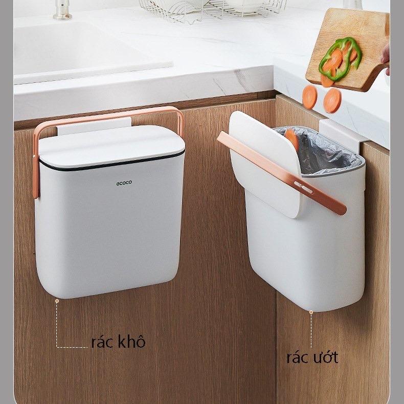 Thùng rác treo dán tường cao cấp trong nhà bếp nhà vệ sinh hàng chính hãng ECOCO E2236