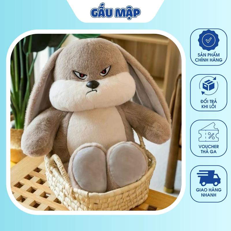 Gấu Bông Thỏ Tức Giận Dễ Thương Thú Nhồi Bông Thỏ Bông Mặt Quạo Quà Tặng Hottrend Cao Cấp - Gấu Mập