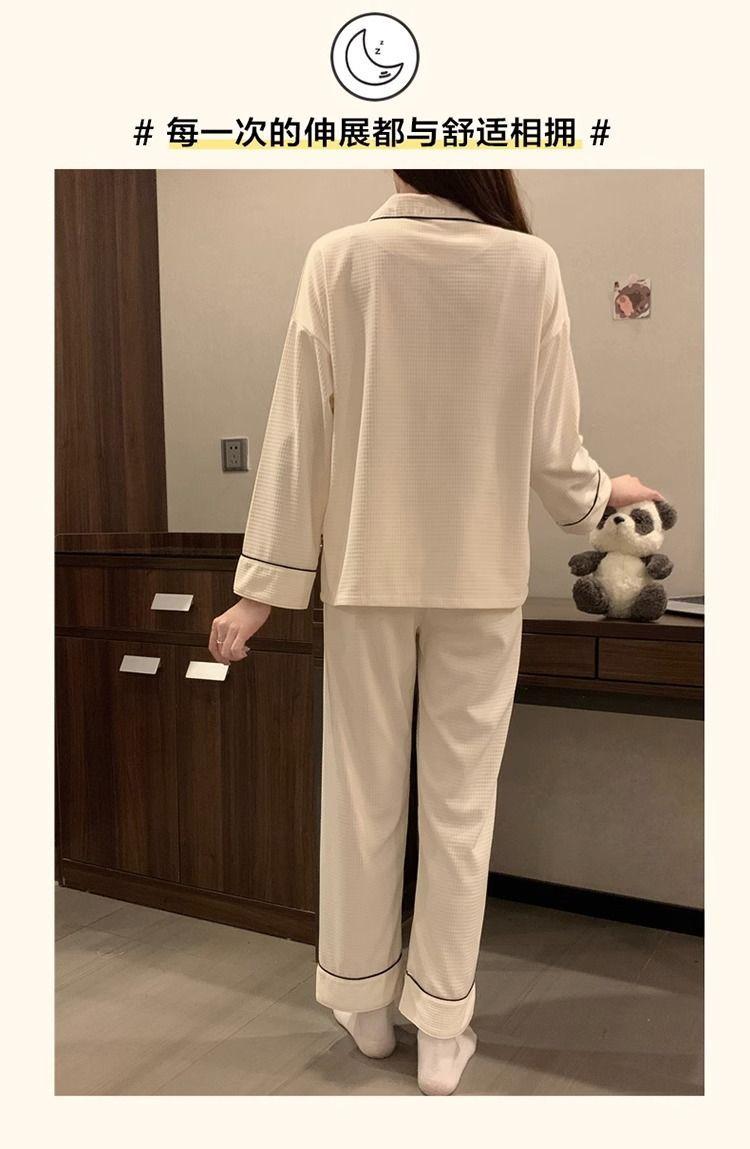 Product Introduction of Bộ Đồ Ngủ Bánh Quế, Dày Và Ấm Áp, Dành Cho Nữ, In Hình Hoạt Hình, Dài Tay, Áo Cardigan Thường Ngày Đồ Mặc Ở Nhà, Bộ 2 Chiếc Women Pijama 12