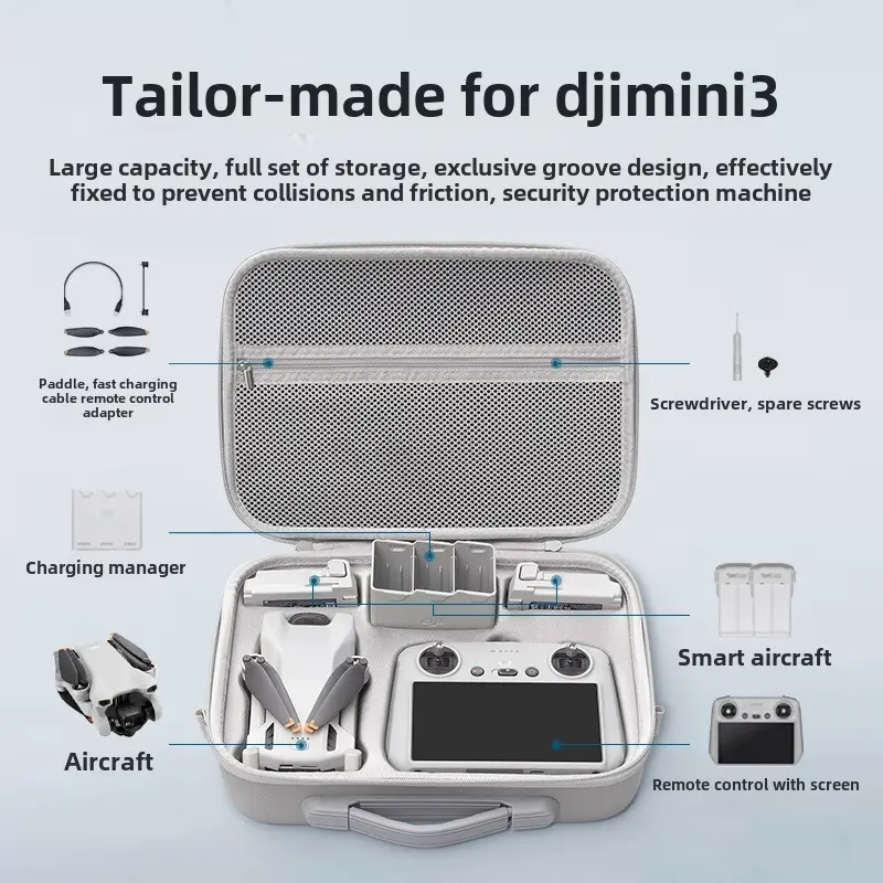 Không có drone！Không có drone！úi lưu trữ, Áp dụng cho DJI Mini3 và Mini3Pro, Hộp Cầm Tay, Thích hợp cho máy bay không người lái / máy ảnh, Phụ kiện ba lô máy bay không người lái 1