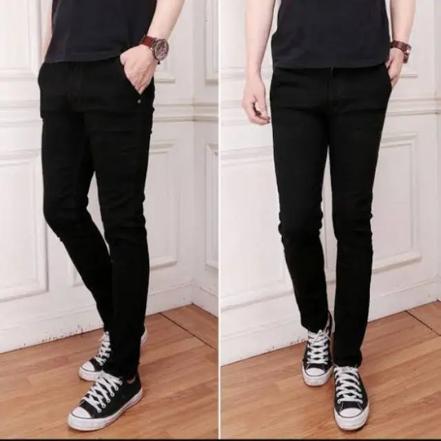 EMG- Celana JINS Pensil Skinny Slimfit Panjang Slim Fit Hitam Pria Premium Size 27-44 - EMG