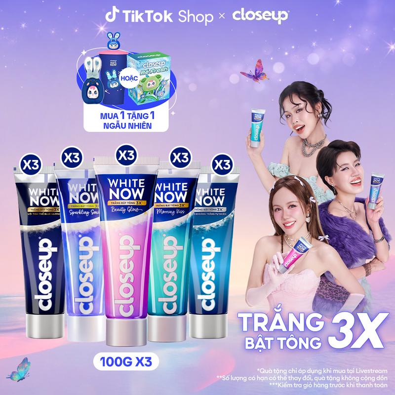   FS  Combo 3 Kem đánh răng Closeup White Now - Trắng Bật Tông 3X từ Công nghệ Ánh Sáng Xanh - Tinh Thể Blue Sapphire 100g  3  
